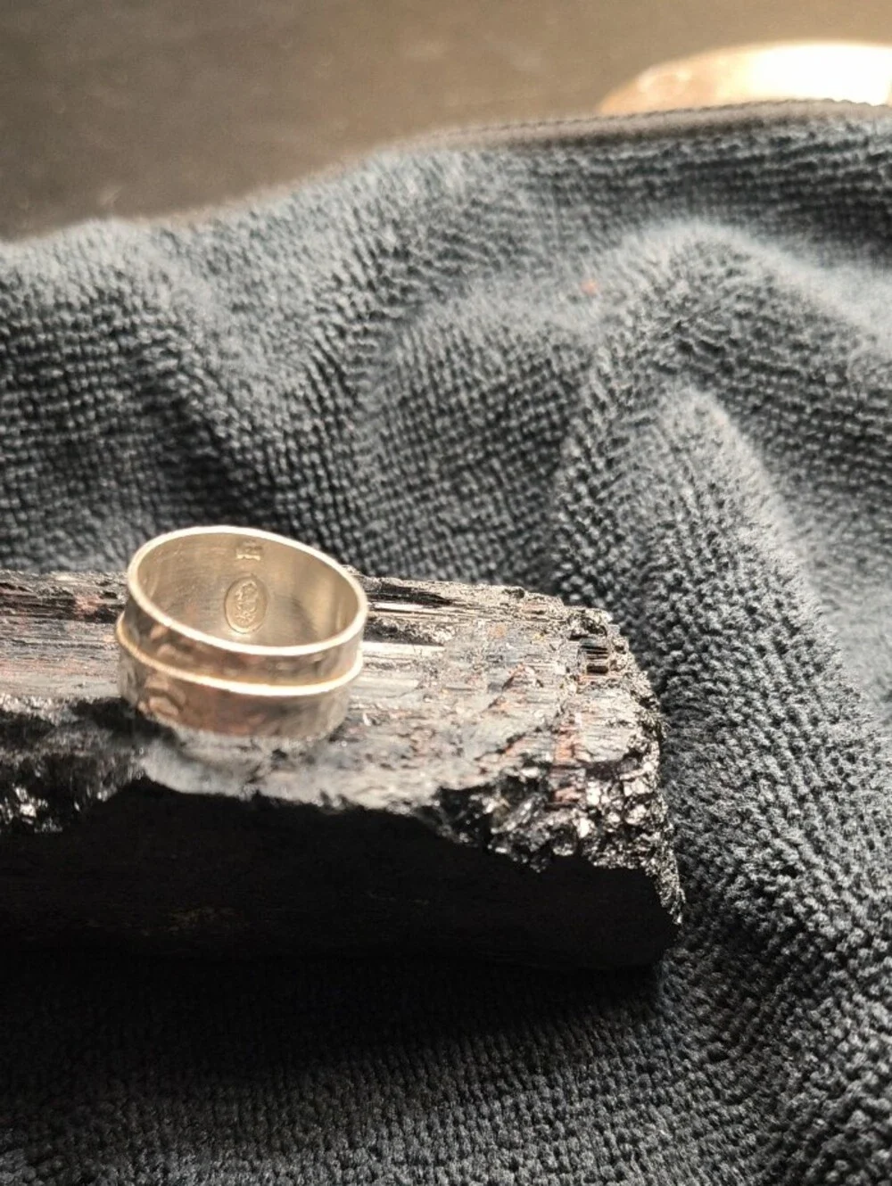 Textured Hammered Silver Band Ring - Unbranded